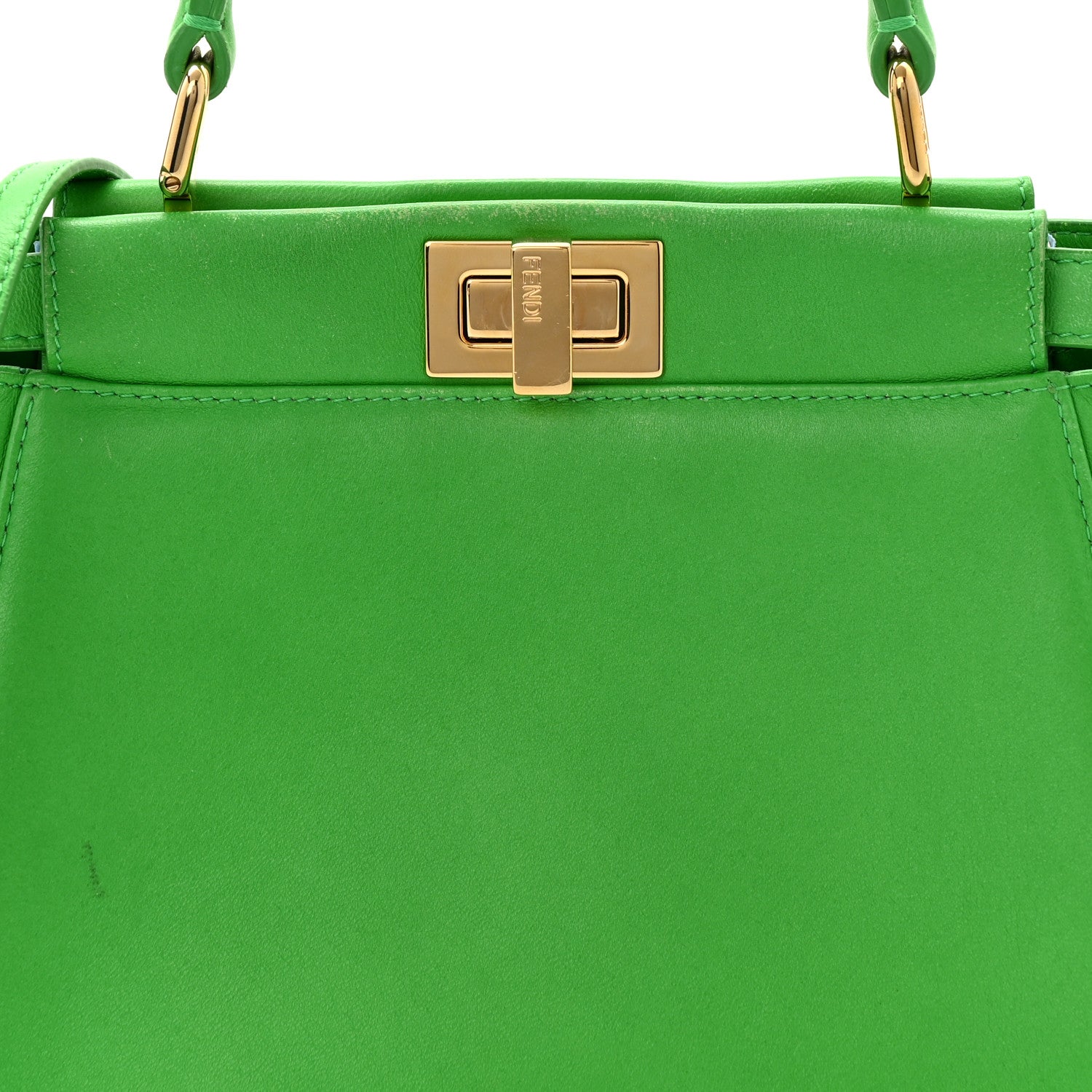 Fendi Nappa Mini Peekaboo Iconic Satchel Tomatillo 8 of 14
