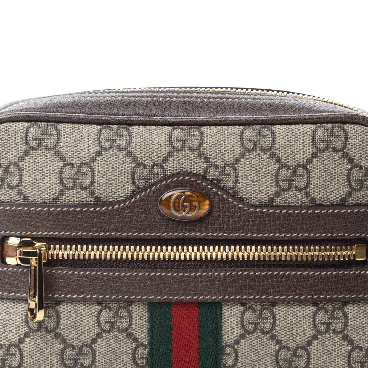 GG Supreme Monogram Web Small Ophidia Belt Bag 75 30 Dark Brown
