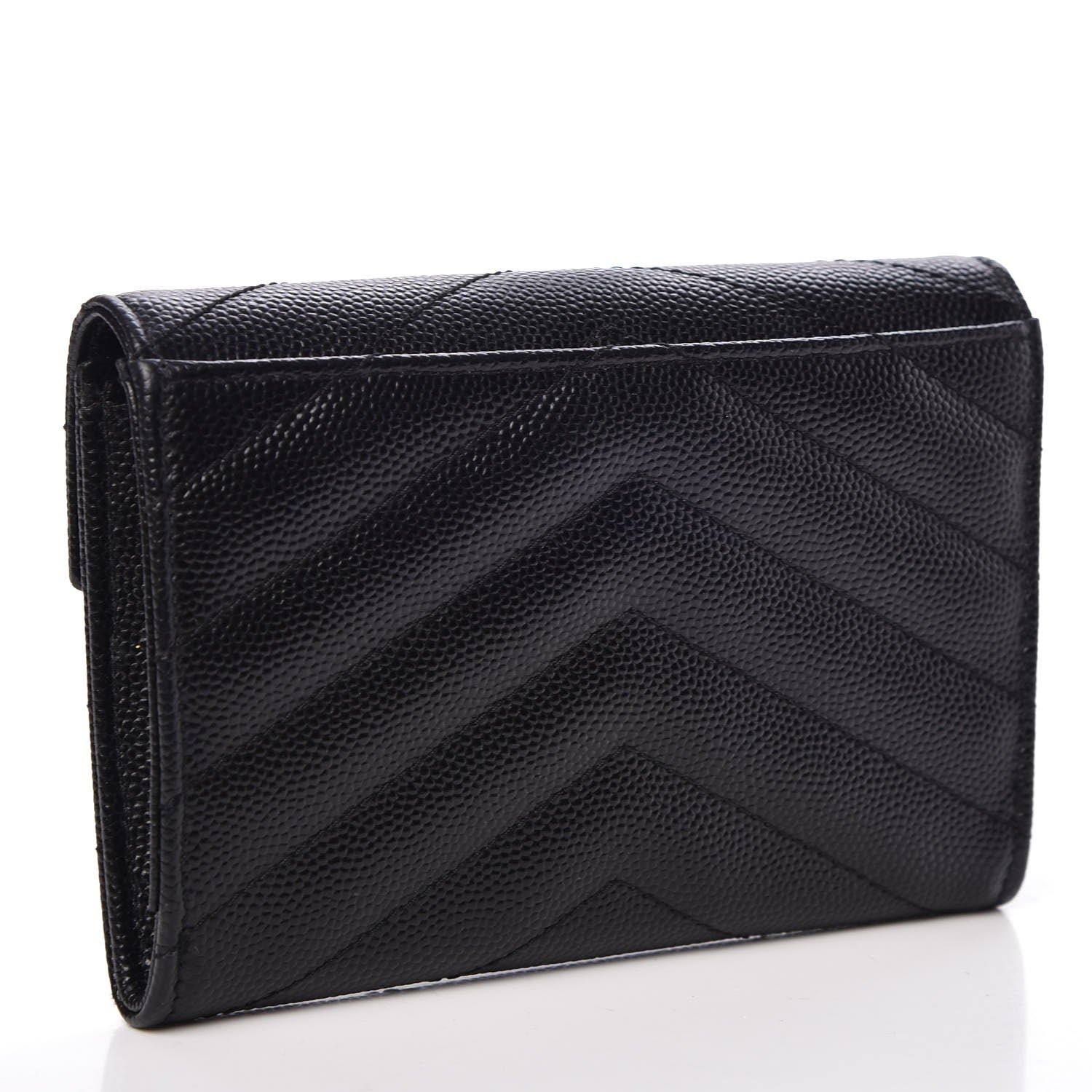 Saint Laurent Grain De Poudre Matelasse Chevron Small Monogram Envelope Wallet Black 3 of 8