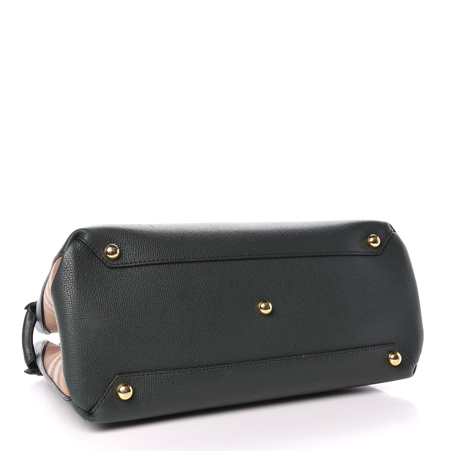 Derby Calfskin House Check Medium Banner Tote Black Dark Bottle Green