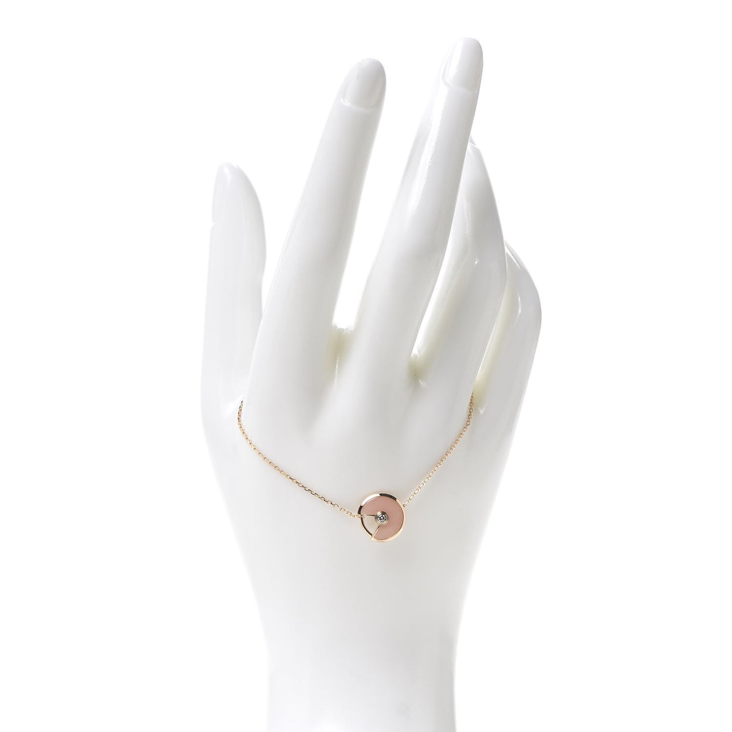 18K Pink Gold Diamond Pink Opal Amulette de Cartier Bracelet