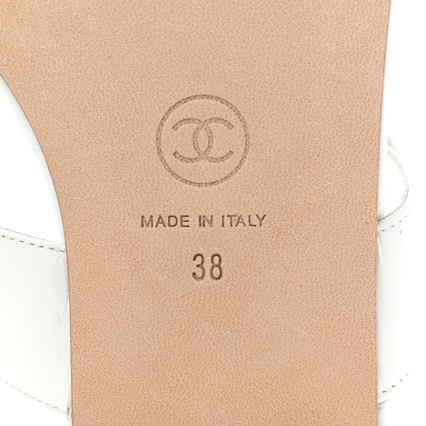 Lambskin CC Thong Sandals 38 White