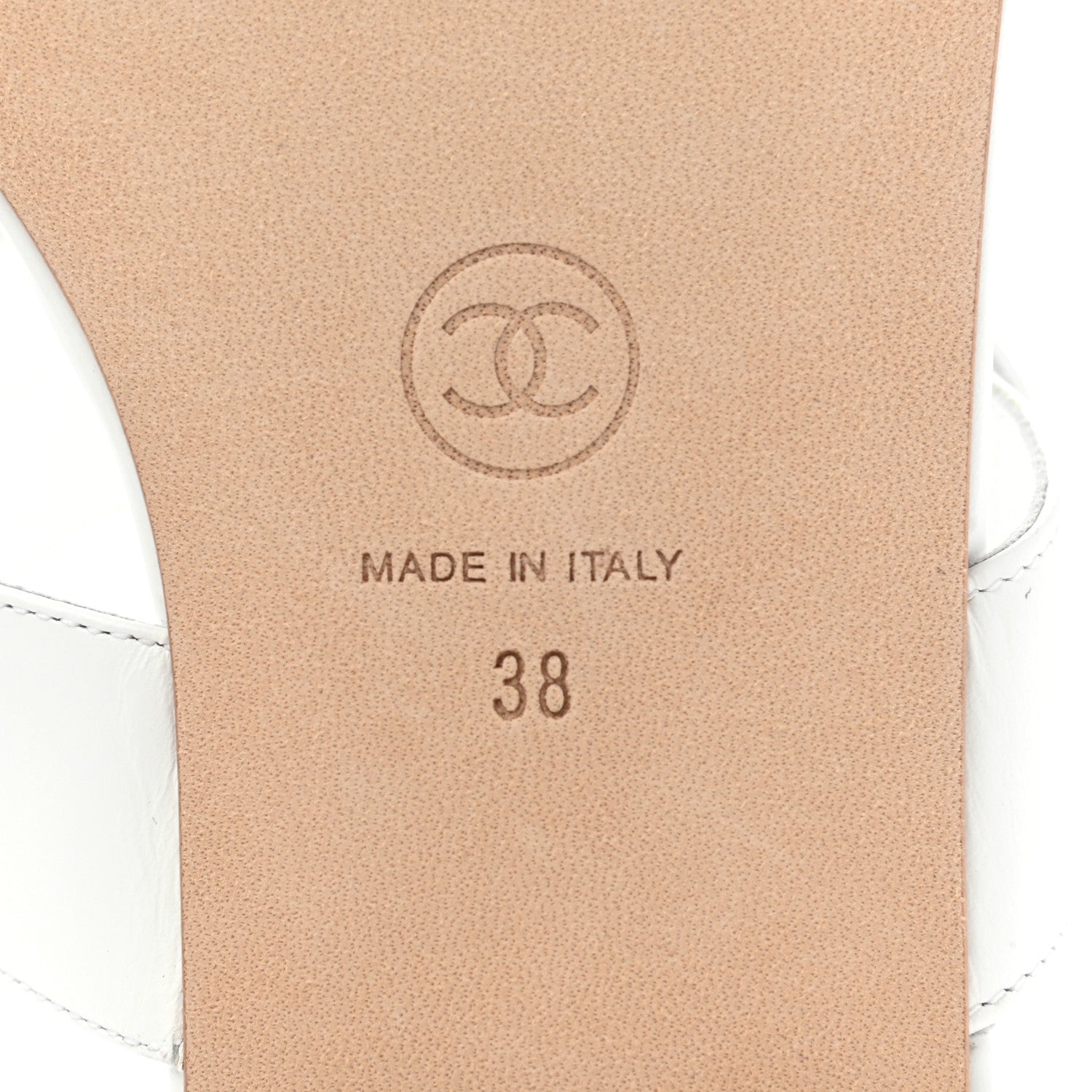 Chanel Lambskin CC Thong Sandals 38 White 6 of 8