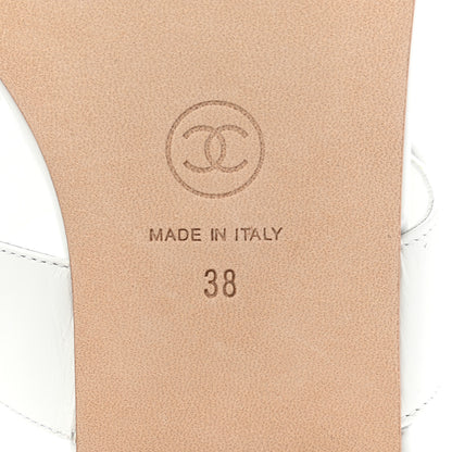 Chanel Lambskin CC Thong Sandals 38 White 6 of 8