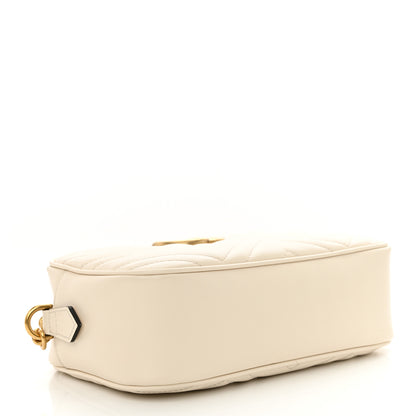Gucci Calfskin Matelasse Small GG Marmont Chain Shoulder Bag White 4 of 13
