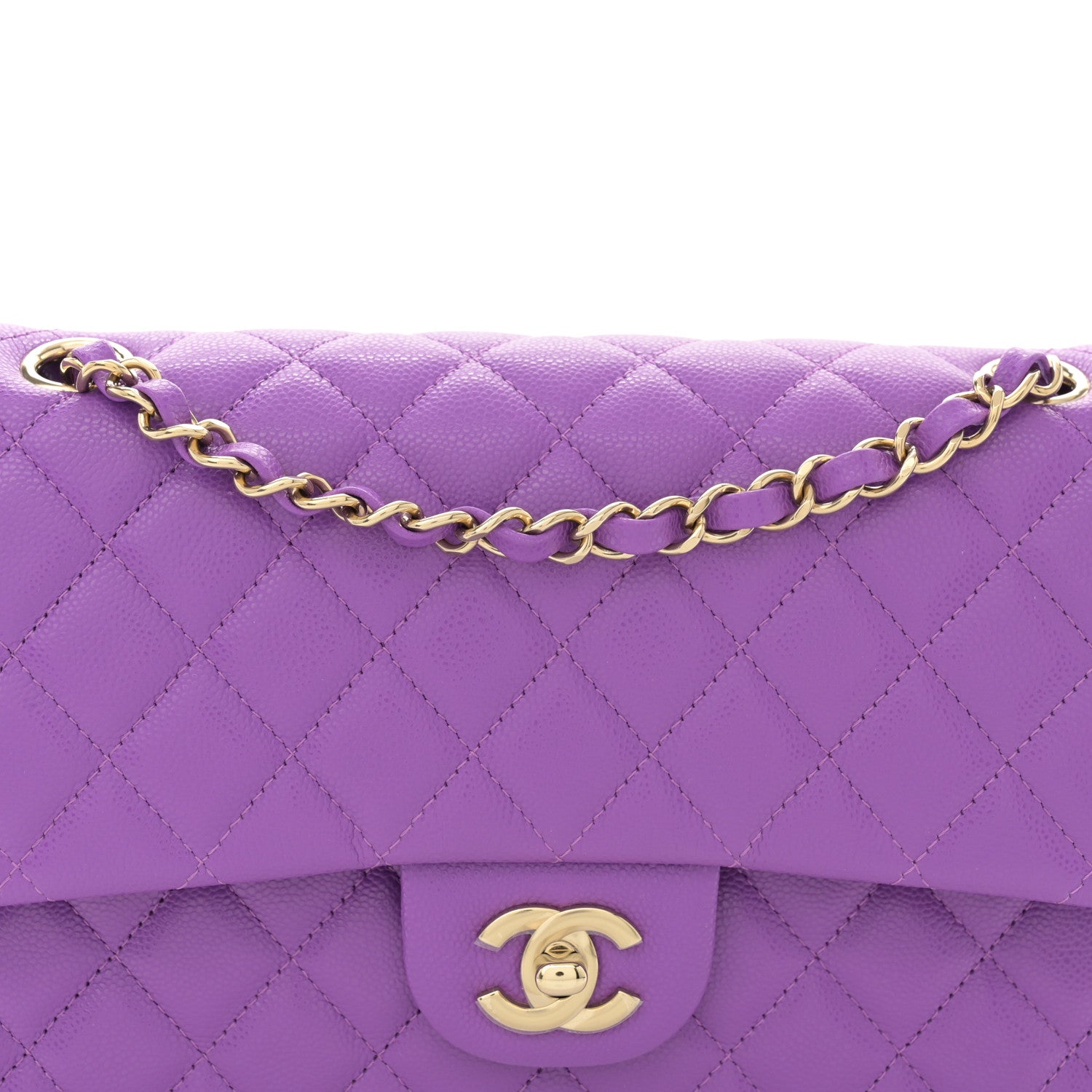 Chanel Caviar Quilted Medium Double Flap Purple 8 of 11