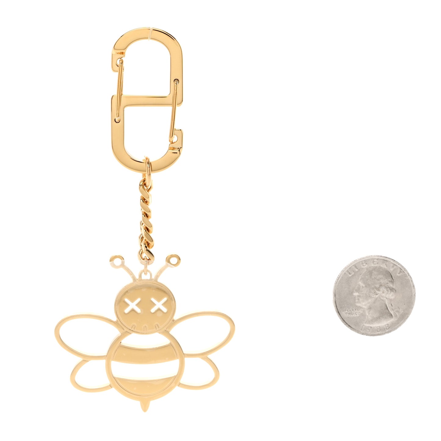 x KAWS Brass Bee Charm Key Ring Gold