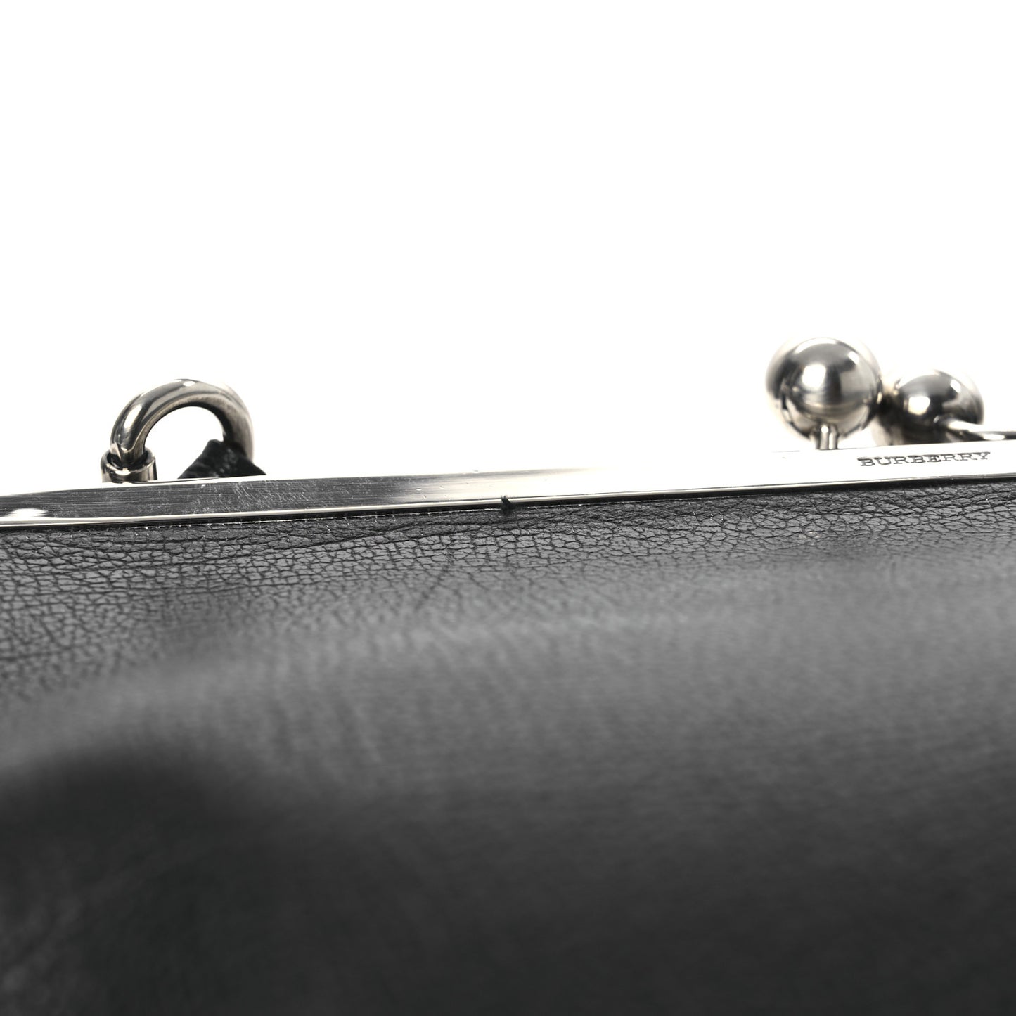 Goatskin Kiss Lock Frame Shoulder Bag Black