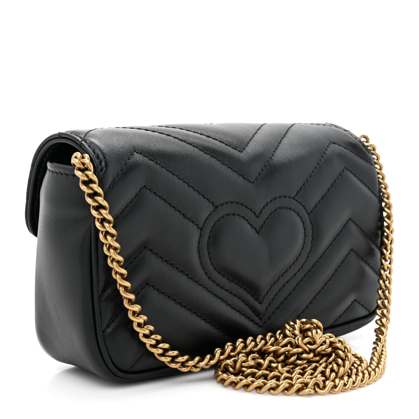 Calfskin Matelasse Super Mini GG Marmont Shoulder Bag Black