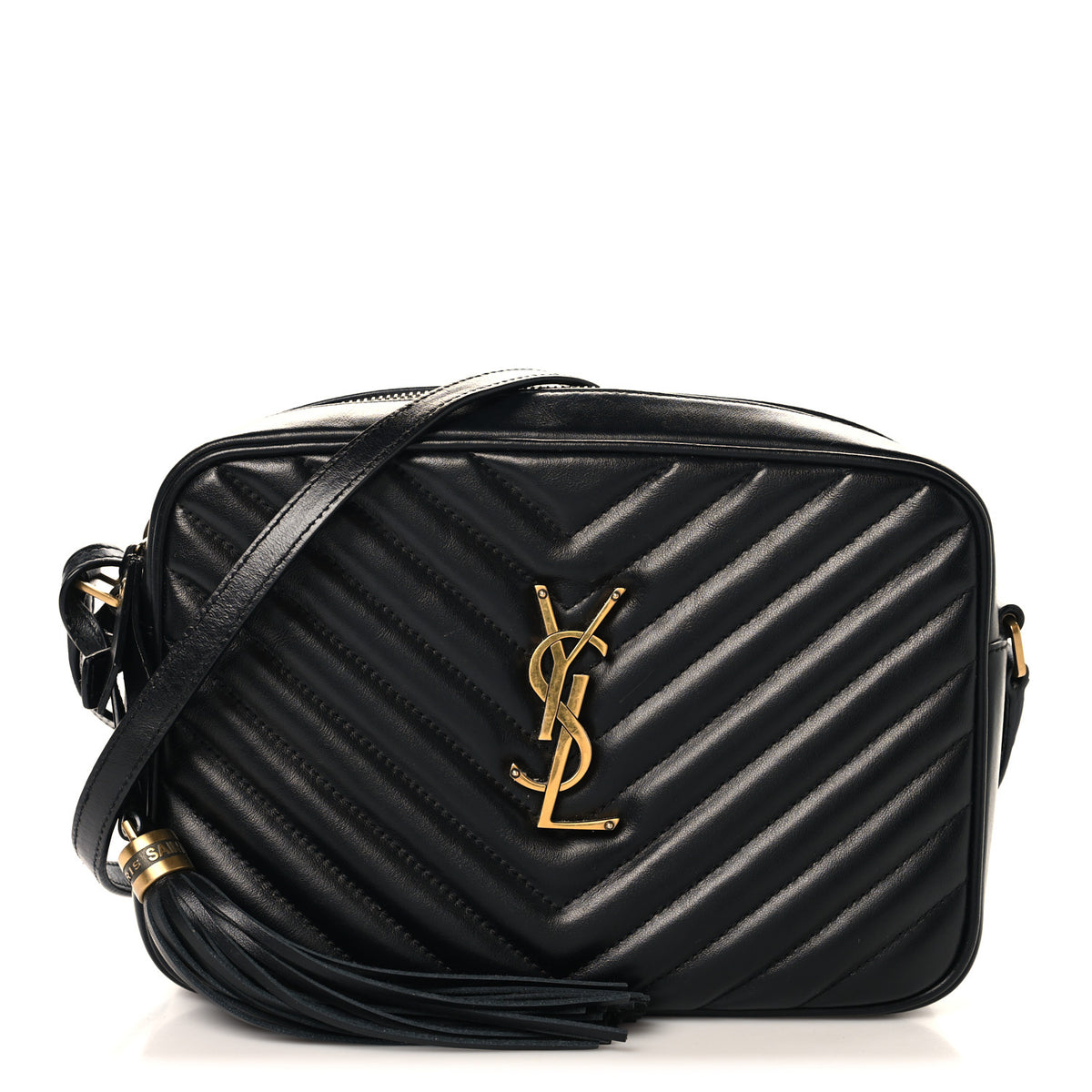Patent Mixed Matelasse Triquilt Small Monogram Satchel Black