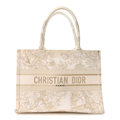 Christian Dior Canvas Embroidered Medium Jardin D'Hiver Book Tote White Gold 1 of 11