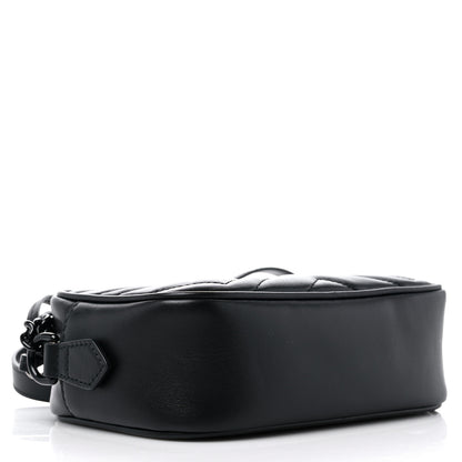 Gucci Calfskin Matelasse Monochrome Mini GG Marmont Chain Shoulder Bag Black 4 of 8