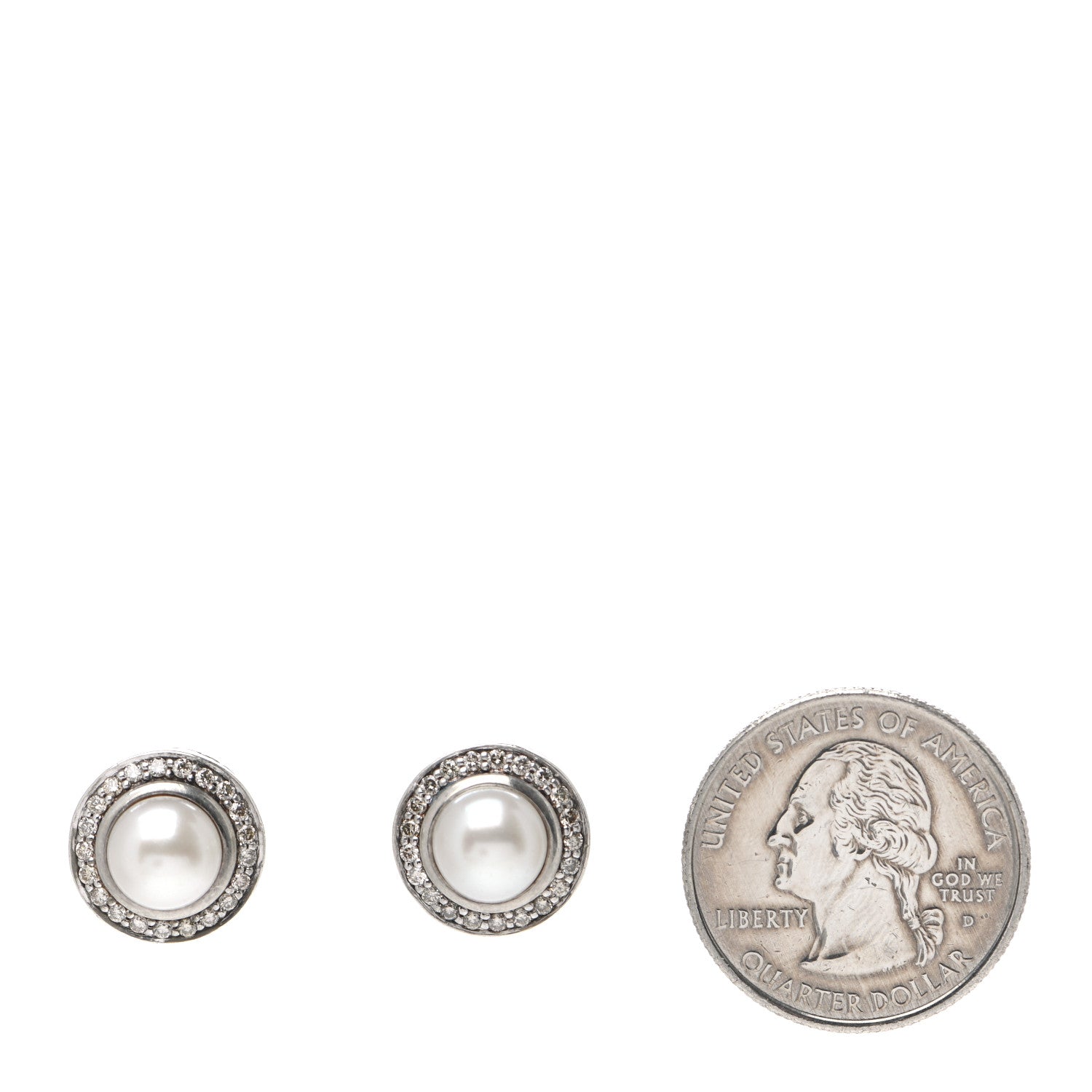 David Yurman Sterling Silver Diamond Pearl 7.5mm Petite Cerise Earrings 2 of 4
