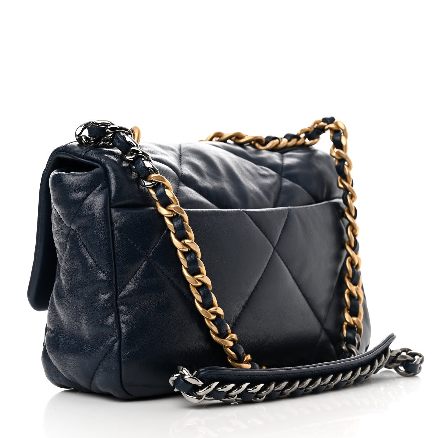 Chanel Goatskin Quilted Medium Chanel 19 Flap Navy Blue 3 of 10