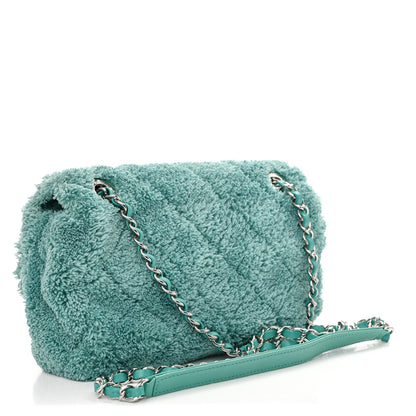 Chanel Terry Cotton Quilted Coco Beach Small Single Flap Green 3 of 10