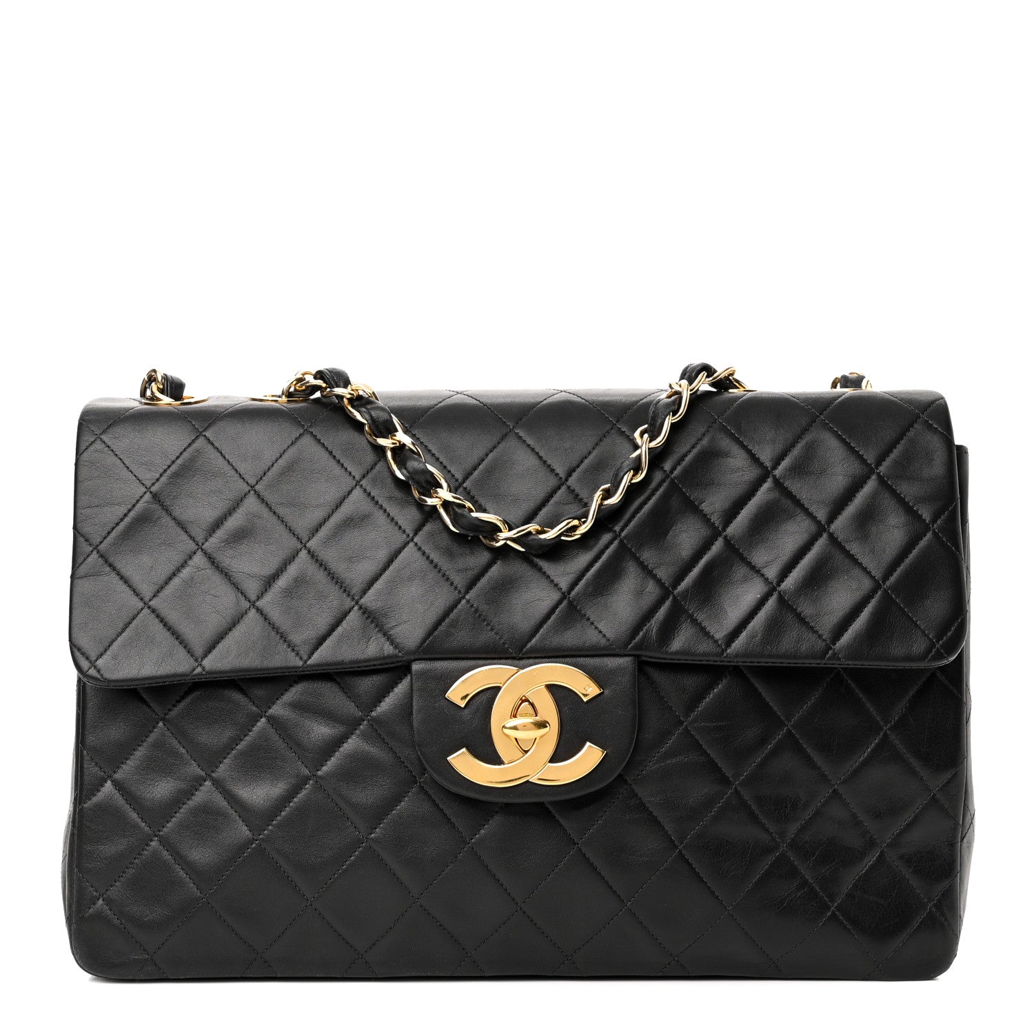Chanel Lambskin Quilted XL Jumbo Single Flap Black 1 of 10
