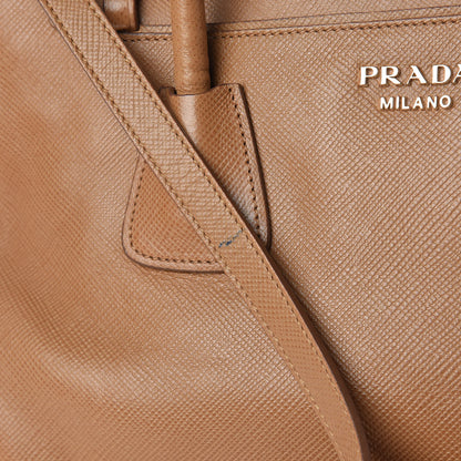 Prada Saffiano Cuir Top Handle Dome Tote Caramel 25 of 29