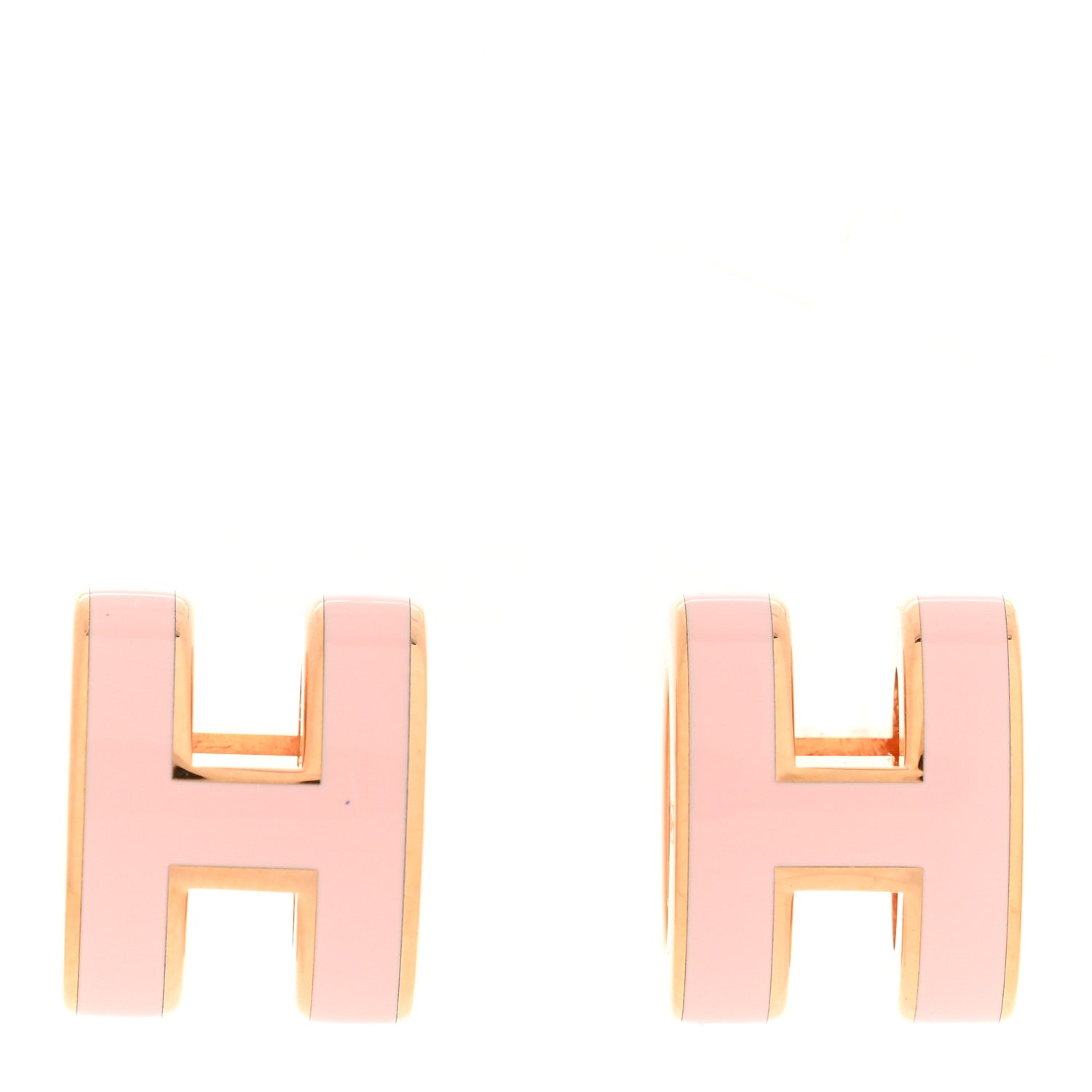 Hermes Gold Lacquered Mini Pop H Earrings Rose Dragee 1 of 6