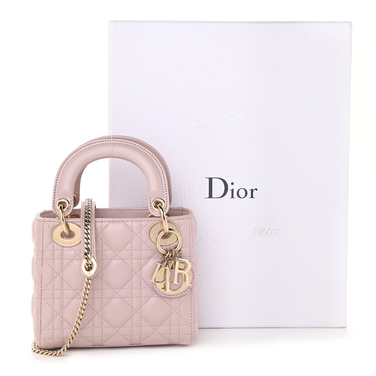 Metallic Lambskin Cannage Mini Lady Dior Lotus