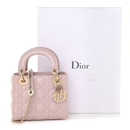 Christian Dior Metallic Lambskin Cannage Mini Lady Dior Lotus 15 of 15