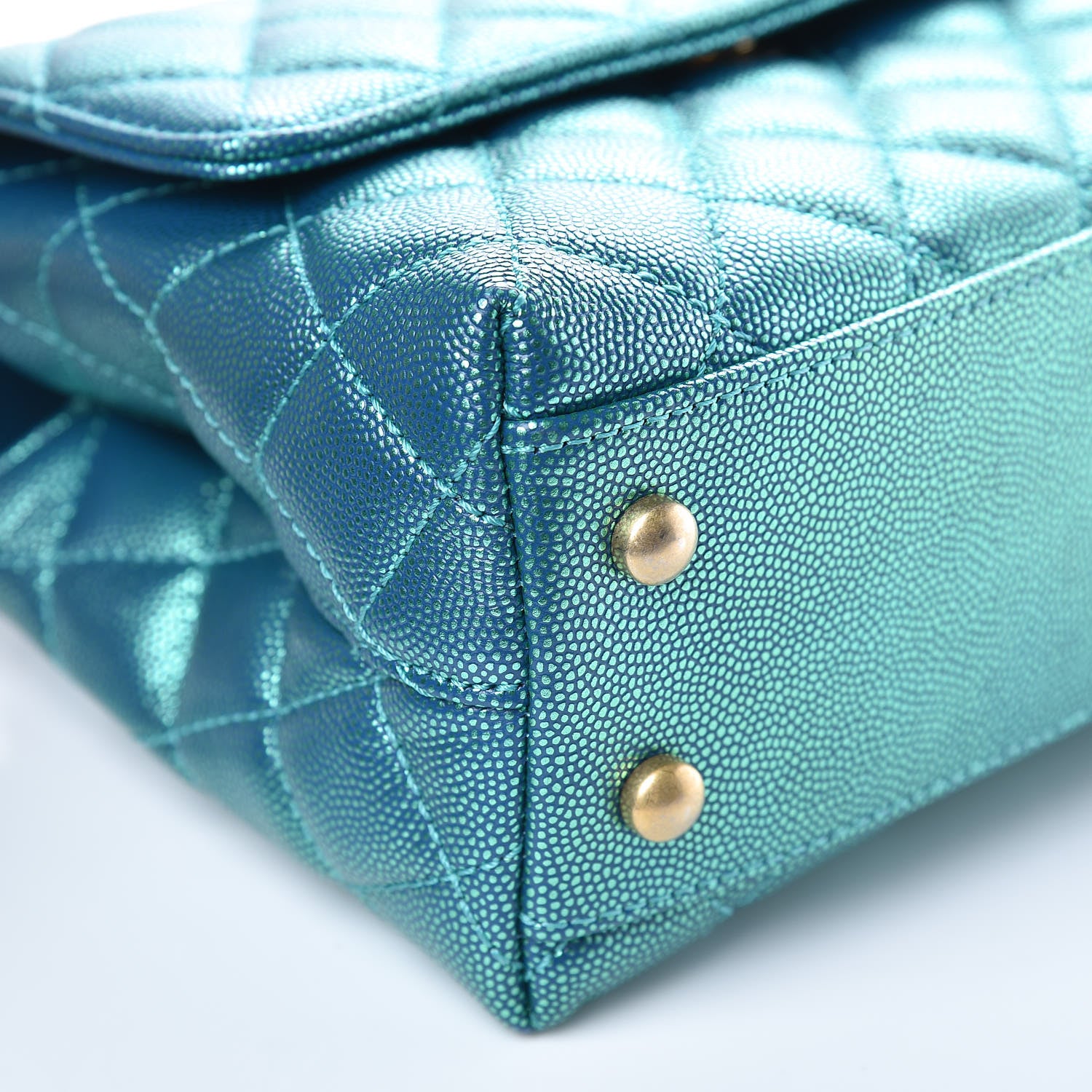Chanel Metallic Caviar Quilted Mini Coco Handle Flap Blue 8 of 10
