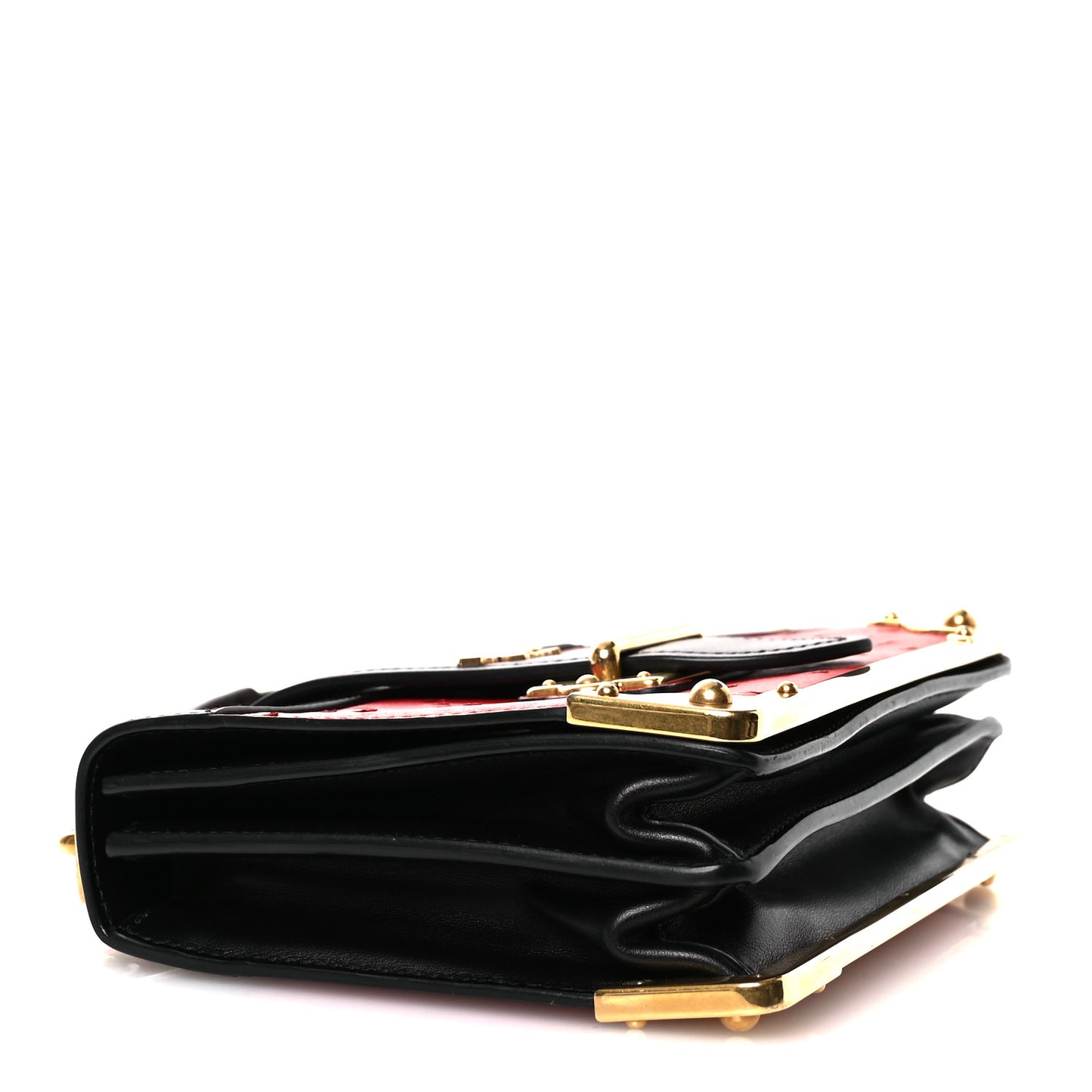 City Calfskin Ostrich Cahier Bag Fuoco Black