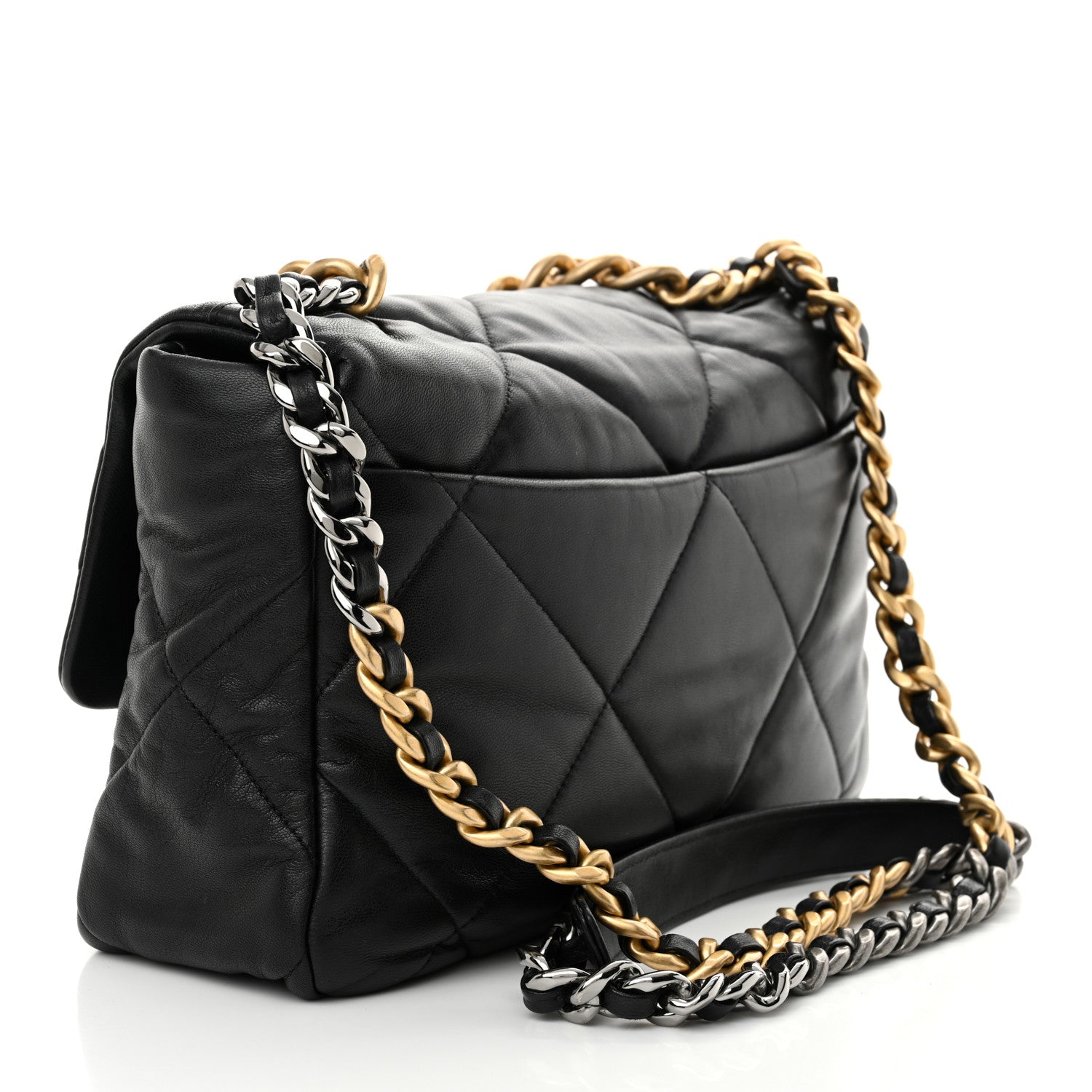Chanel Goatskin Quilted Large Chanel 19 Flap Black 3 of 11