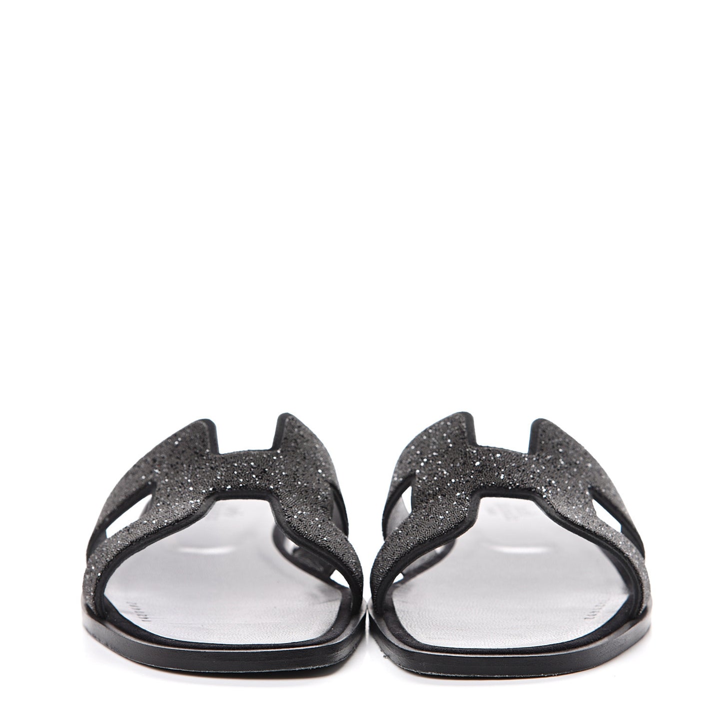 Suede Goatskin Crystal Powder Oran Sandals 37 Black