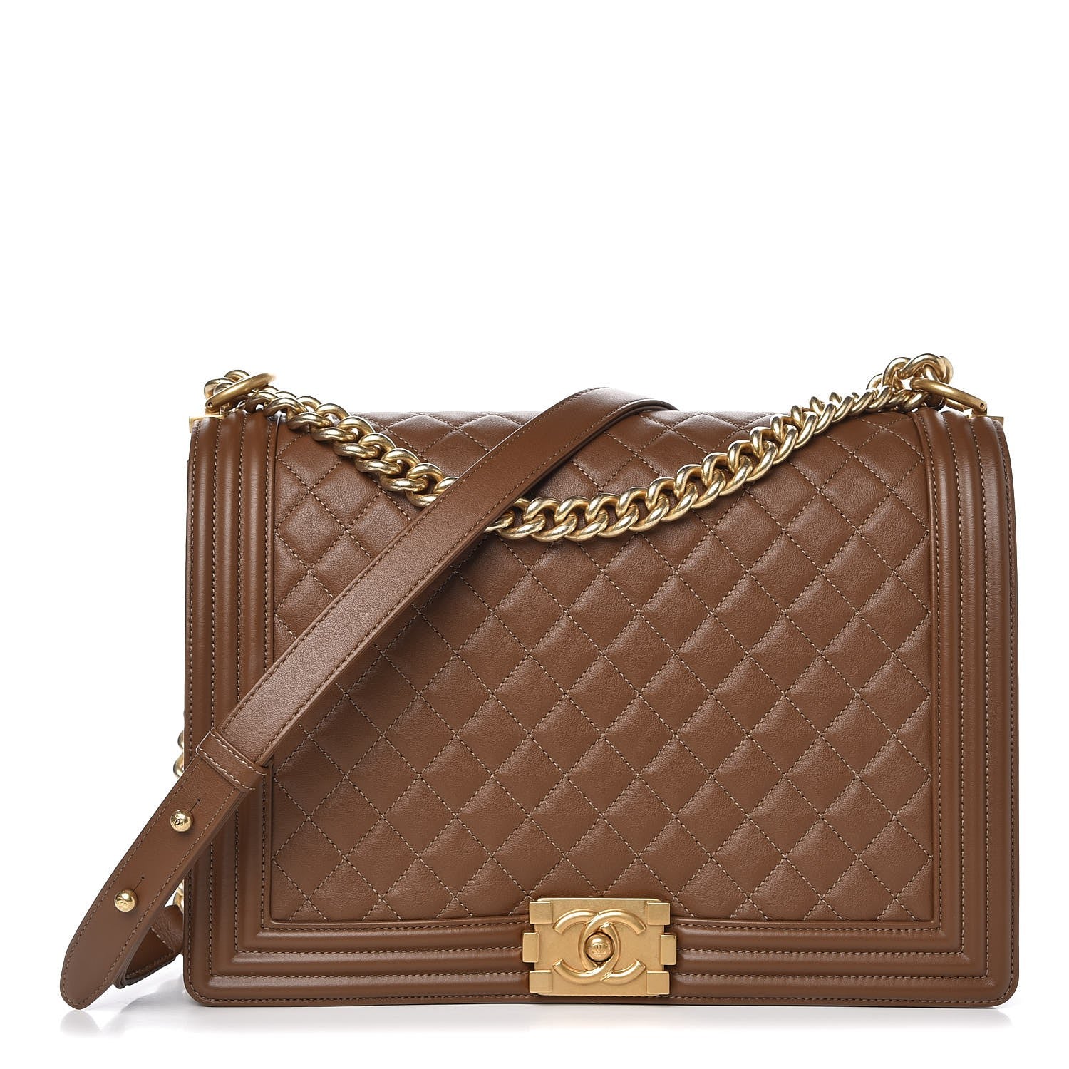 Chanel Calfskin Quilted Large Boy Flap Brown 1 of 8
