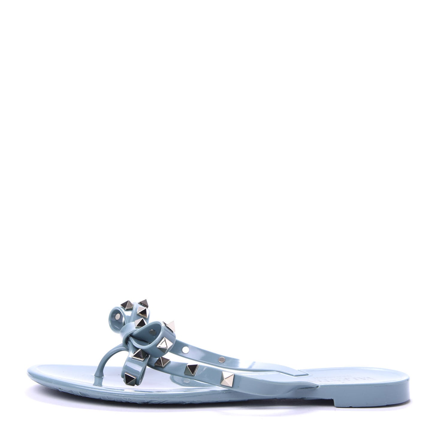 PVC Jelly Rockstud Bow Thong Sandals 37 Aqua