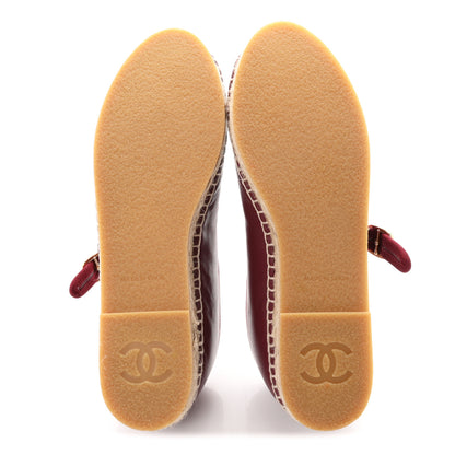 Chanel Lambskin Jute Mary Jane Flats 38 Burgundy 6 of 11