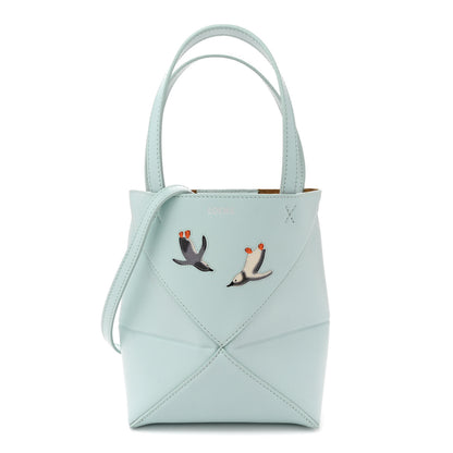 Loewe X SUNA FUJITA Shiny Calfskin Penguin Mini Puzzle Fold Tote Blue Iceberg 1 of 11