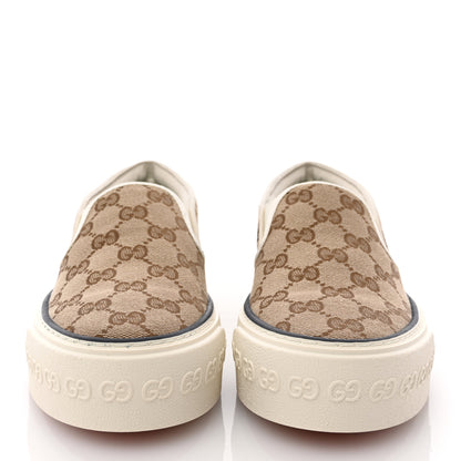 Gucci GG Monogram Womens 1977 Tennis Slip On 30mm Sneakers 36.5 Beige Ebony Mystic White 2 of 11