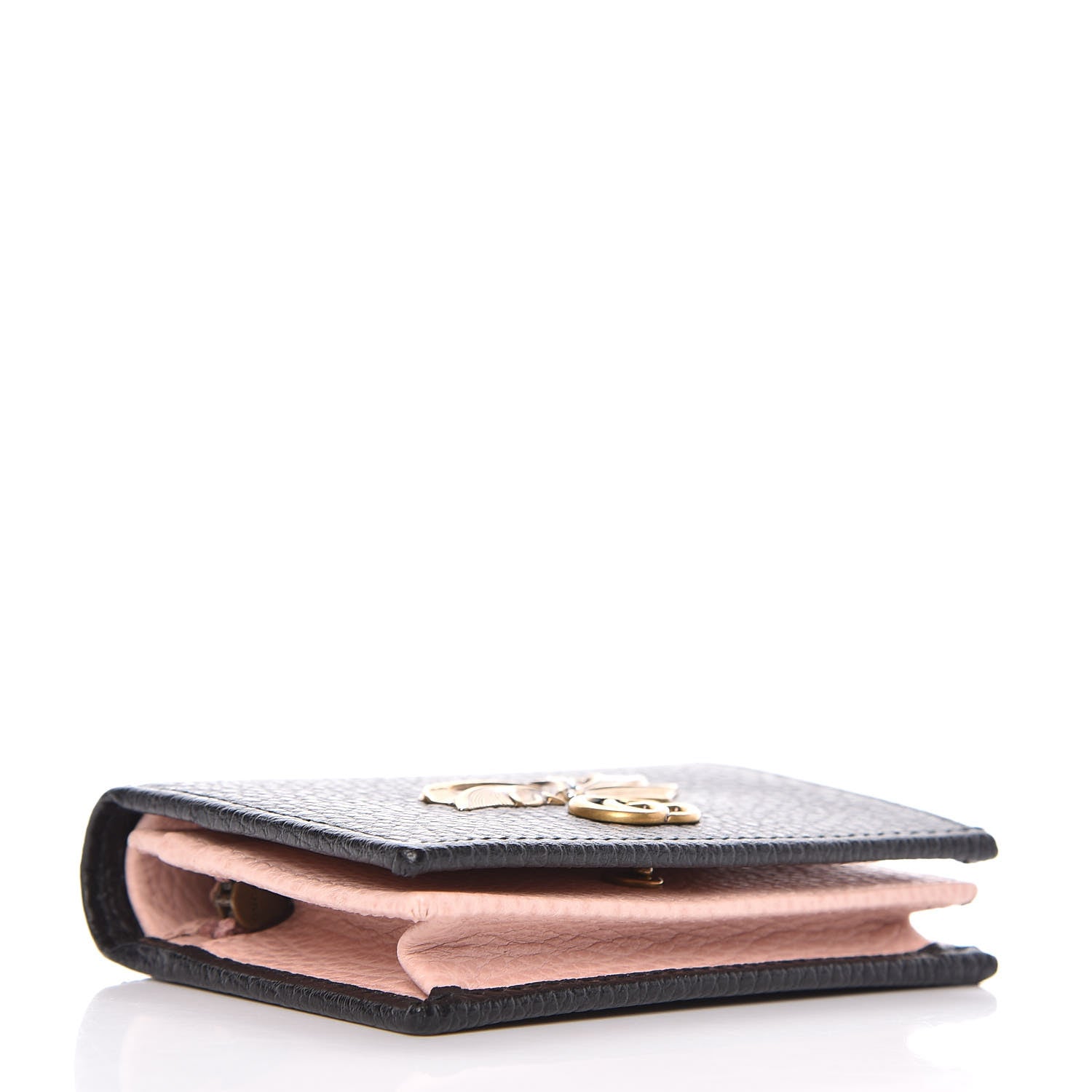 Gucci Calfskin GG Marmont Bow Card Case Black 4 of 9