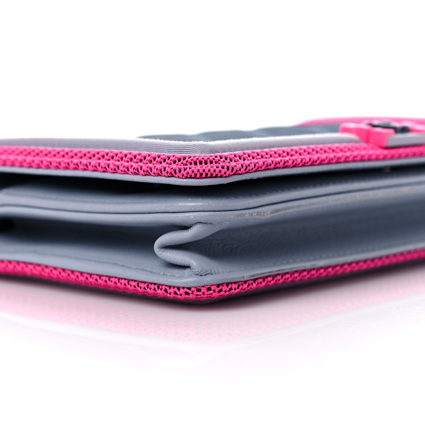 Canvas Quilted Fluo Boy Wallet On Chain WOC Dark Navy Fuchsia Grey