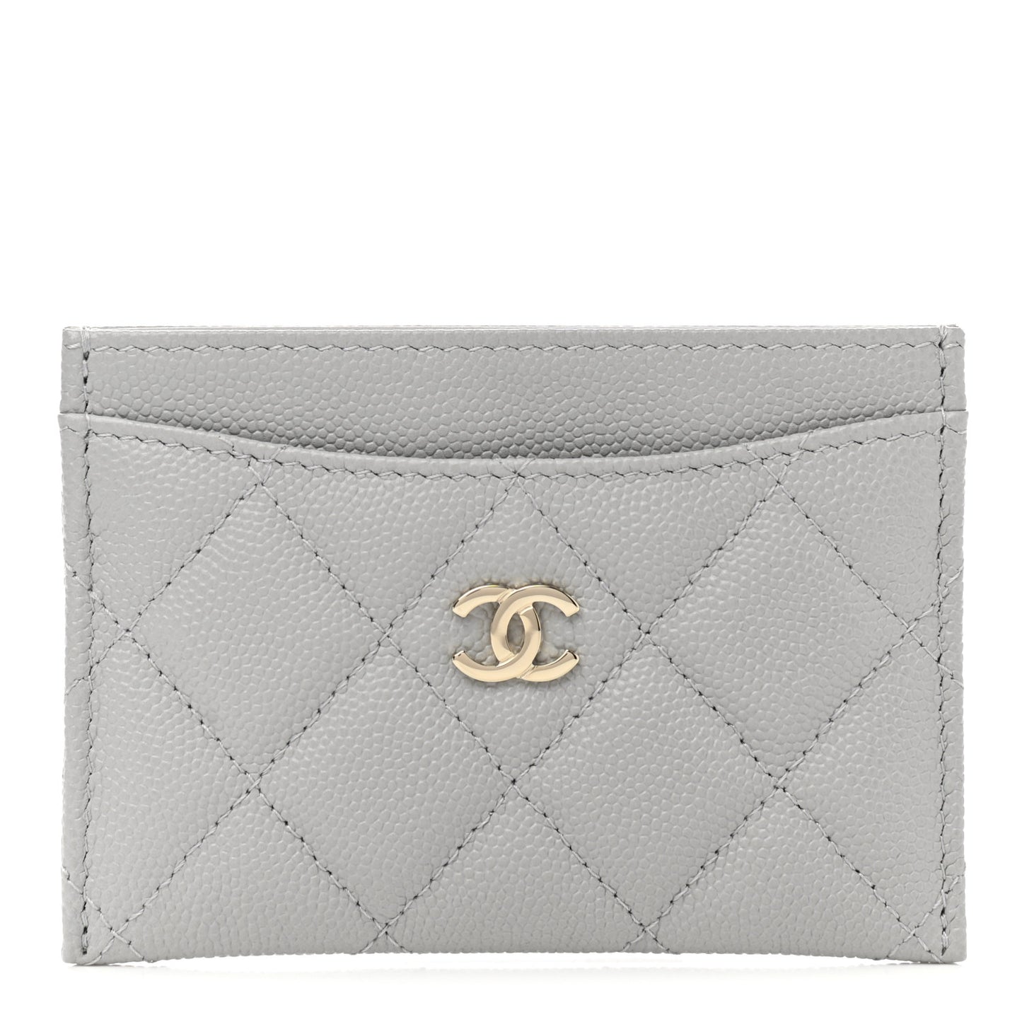 Caviar Quilted Card Holder Grey