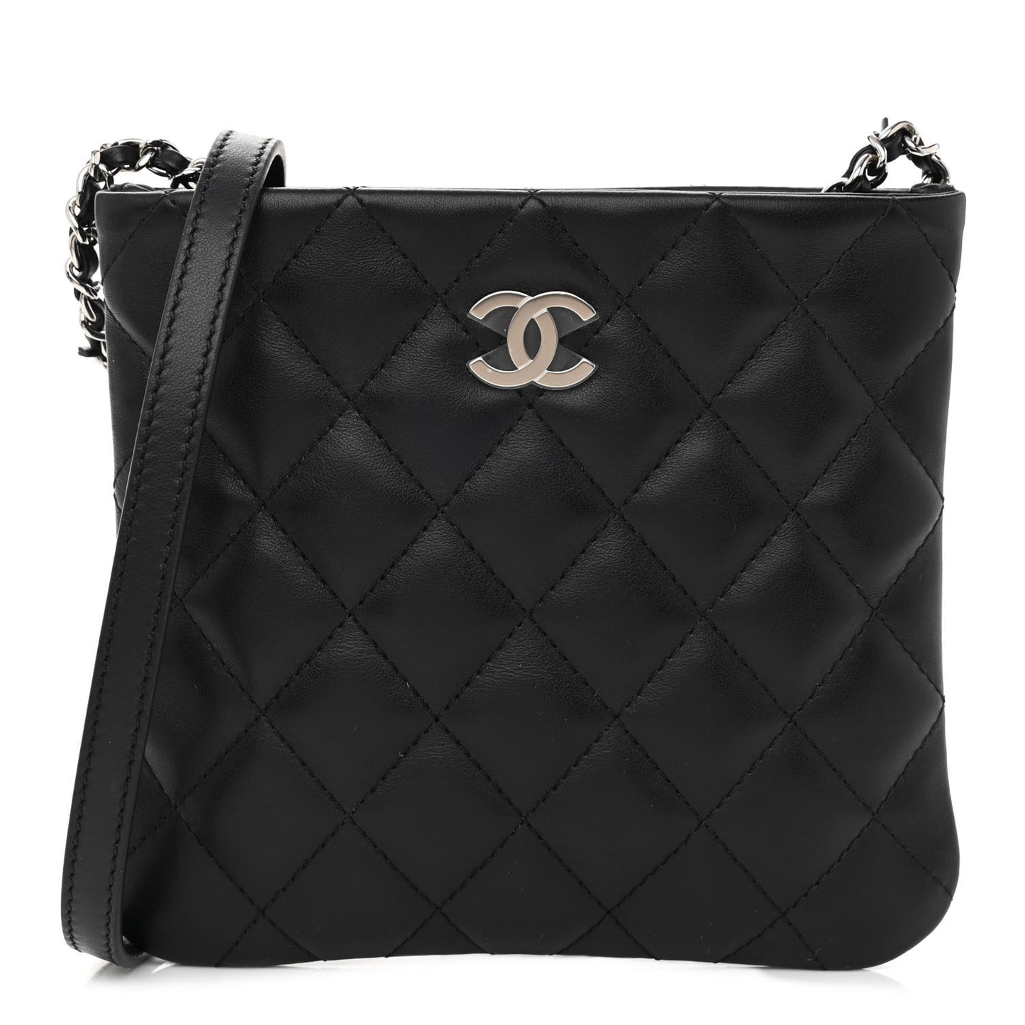 Lambskin Quilted Crossbody Bag Black