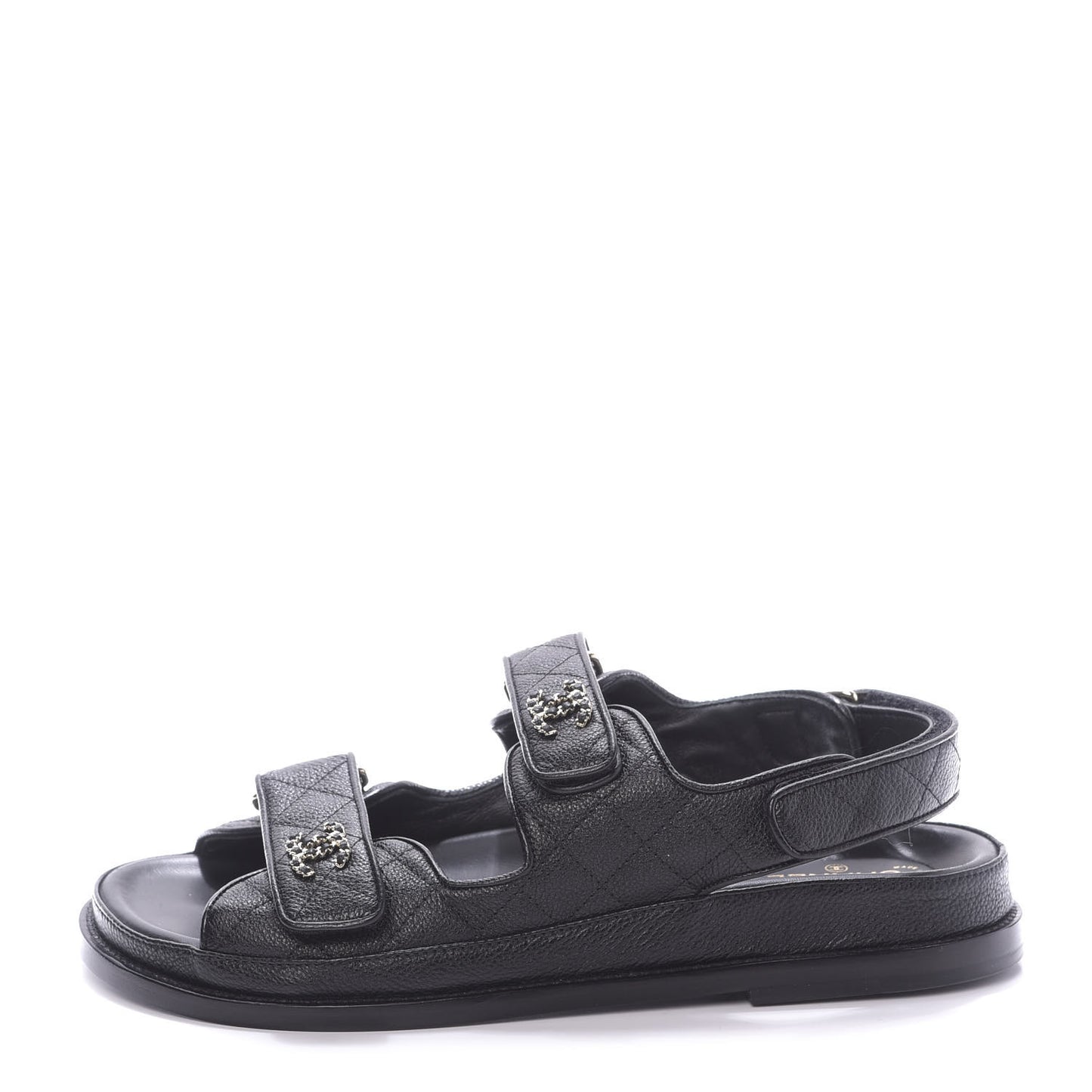 Grained Calfskin Velcro Dad Sandals 39.5 Black