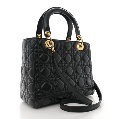 Christian Dior Lambskin Cannage Medium Lady Dior Black 3 of 12
