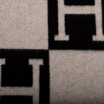 Hermes Wool Cashmere Signature Avalon Blanket Black 2 of 3