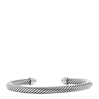 David Yurman Sterling Silver Diamond 5mm Cable Classics Dome Bracelet 3 of 4