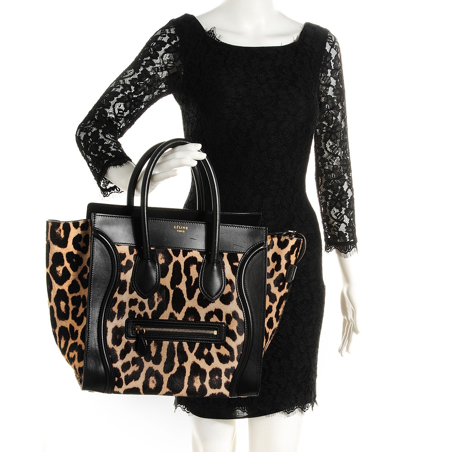 Celine Leopard Pony Hair Mini Luggage Brown 2 of 8