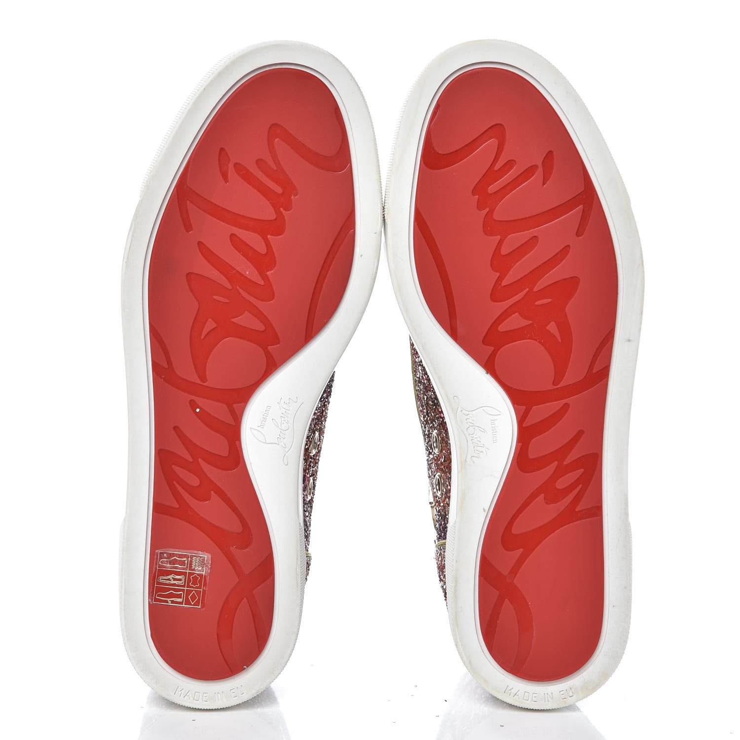 Christian Louboutin Bip Bip Glitter Womens Disco Ball Flat Sneakers 35.5 Rosette 5 of 9
