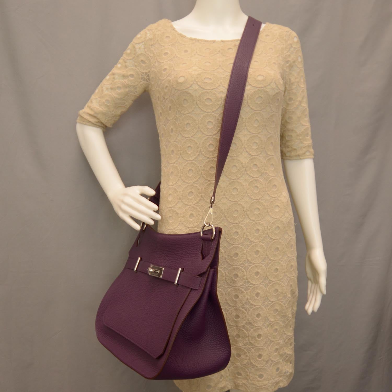 Hermes Taurillon Clemence Jypsiere 34 Violet 2 of 9