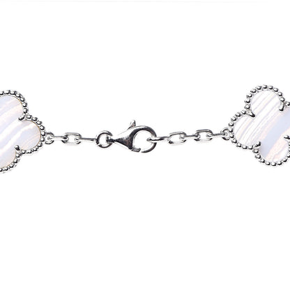 Van Cleef & Arpels 18K White Gold Chalcedony 10 Motifs Vintage Alhambra Necklace 4 of 8