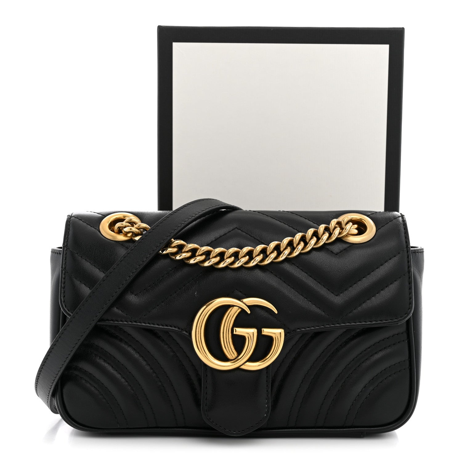 Gucci Calfskin Matelasse Mini GG Marmont Shoulder Bag Black 11 of 11
