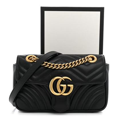 Gucci Calfskin Matelasse Mini GG Marmont Shoulder Bag Black 11 of 11