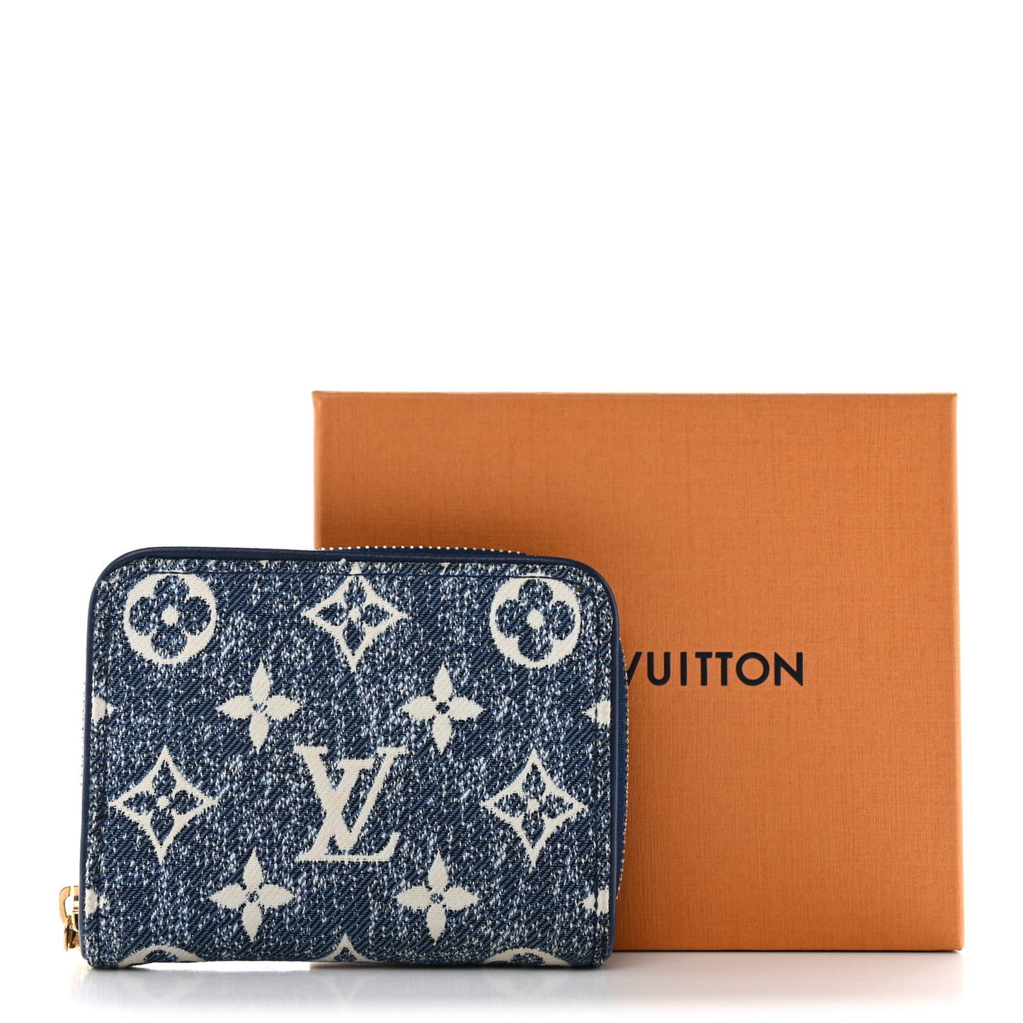 Denim Monogram Jacquard Zippy Coin Purse Bleu