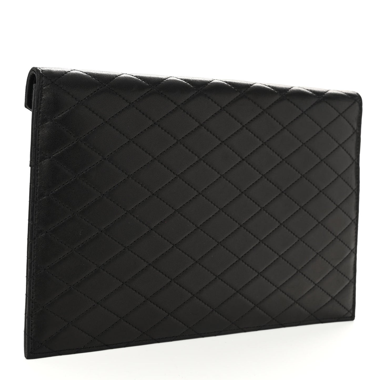 Lambskin Quilted Double Flap Chain Pouch Black