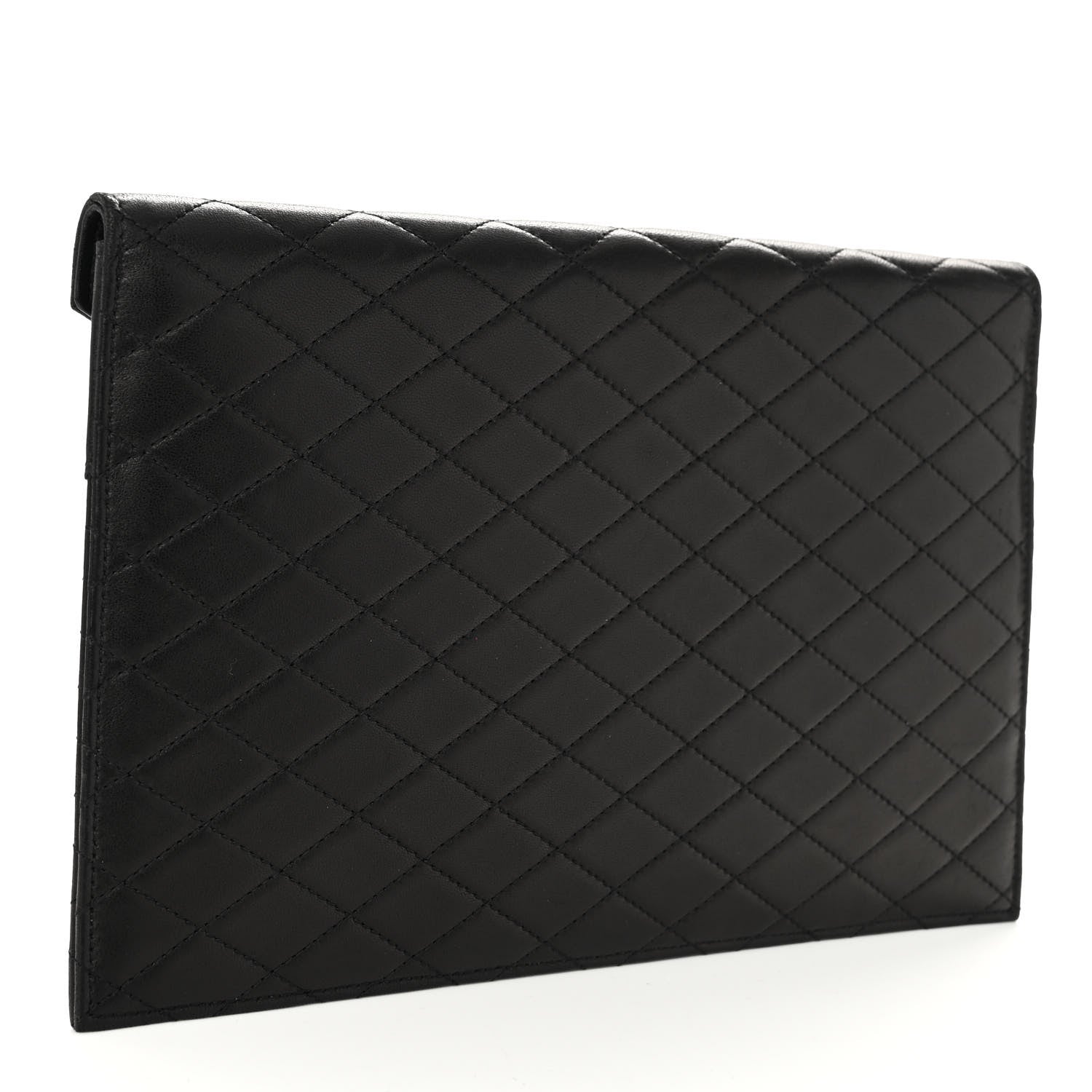 Saint Laurent Lambskin Quilted Double Flap Chain Pouch Black 3 of 9